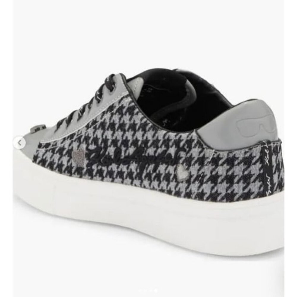 NWB Karl Lagerfeld Paris Cate Pins Tweed Sneaker Black Gray Size 11 - Picture 2 of 8